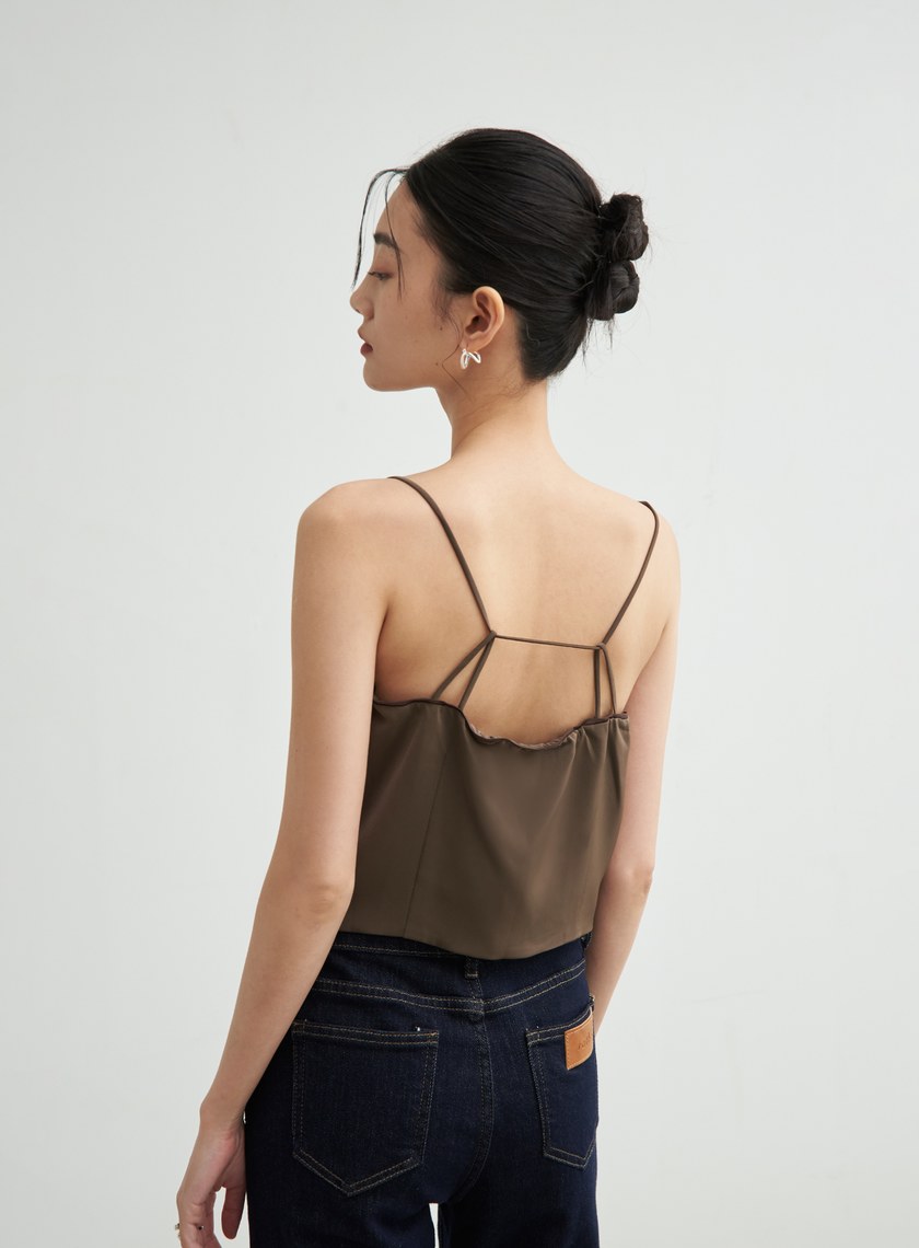 微光澤細肩帶平口背心