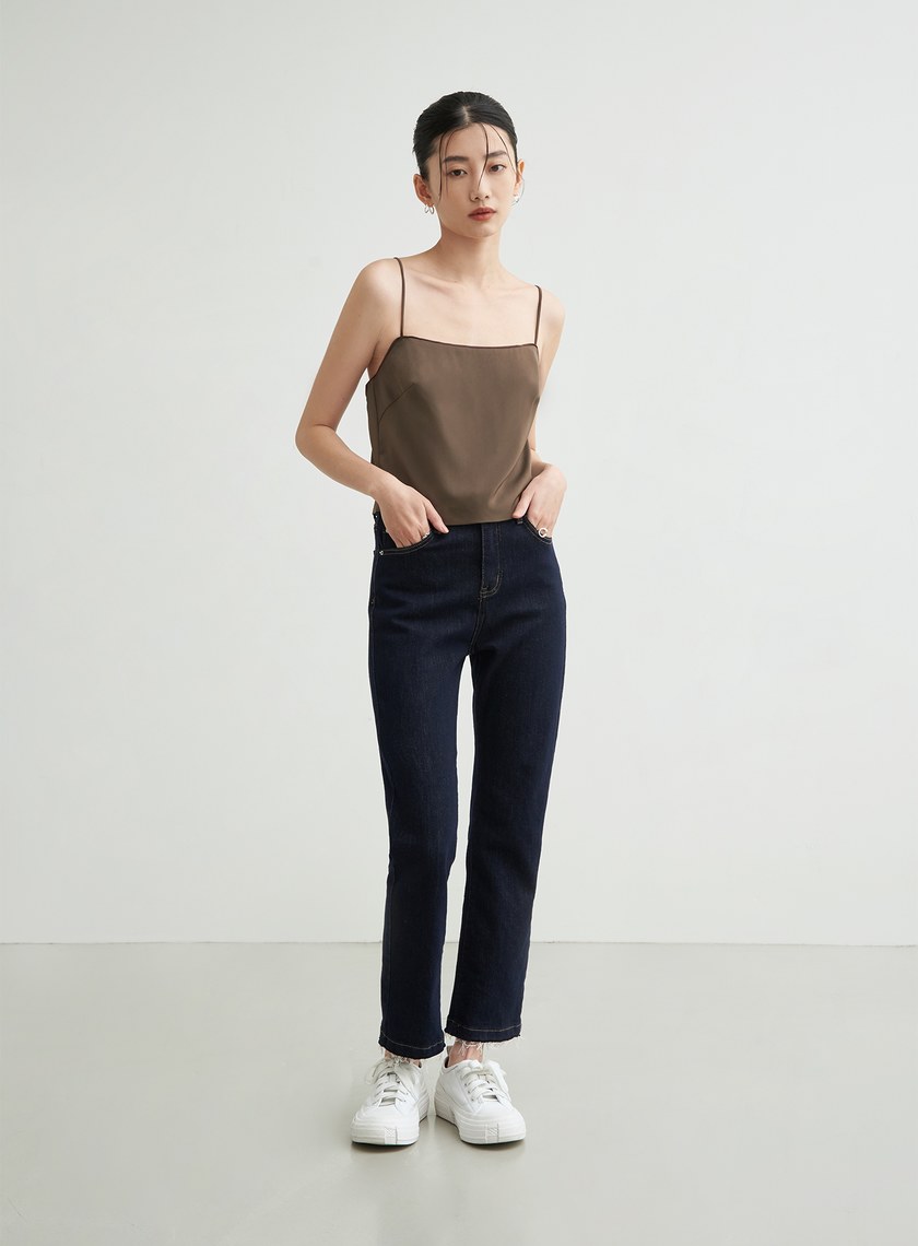 微光澤細肩帶平口背心