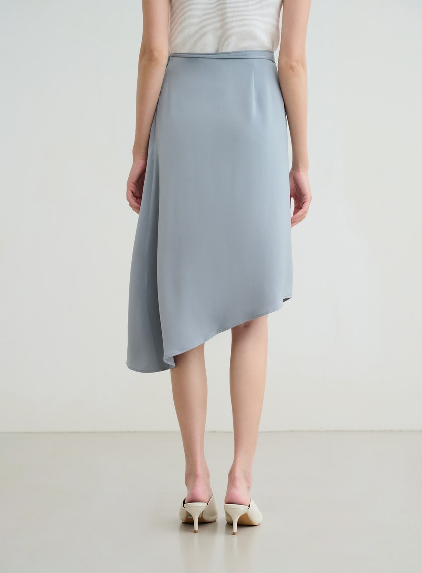 不對稱光澤細綁帶半身裙