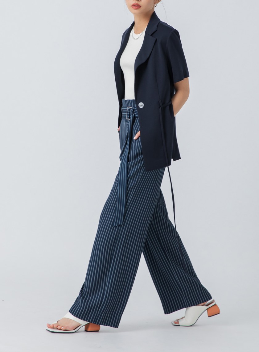 條紋印花舒適寬褲