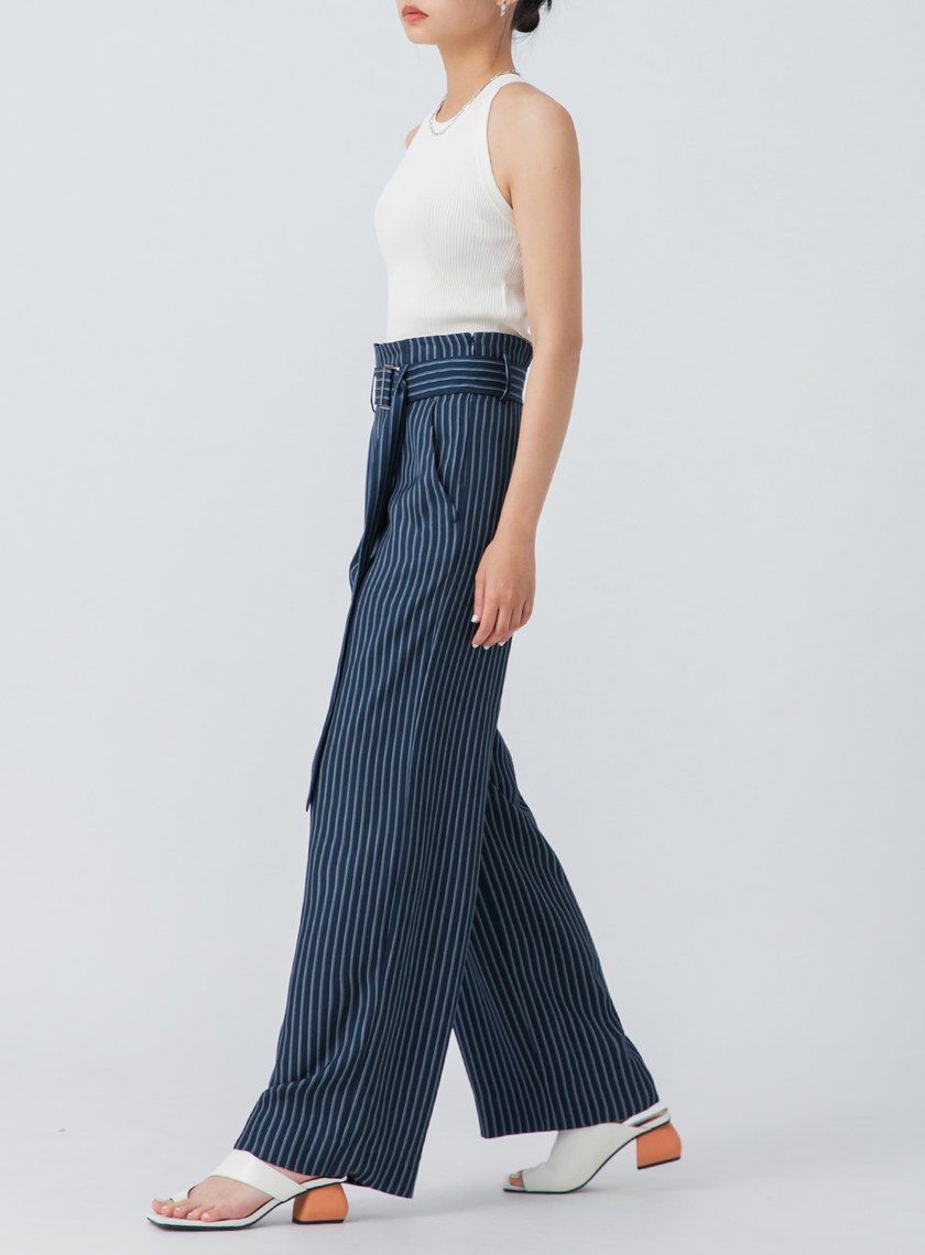 條紋印花舒適寬褲