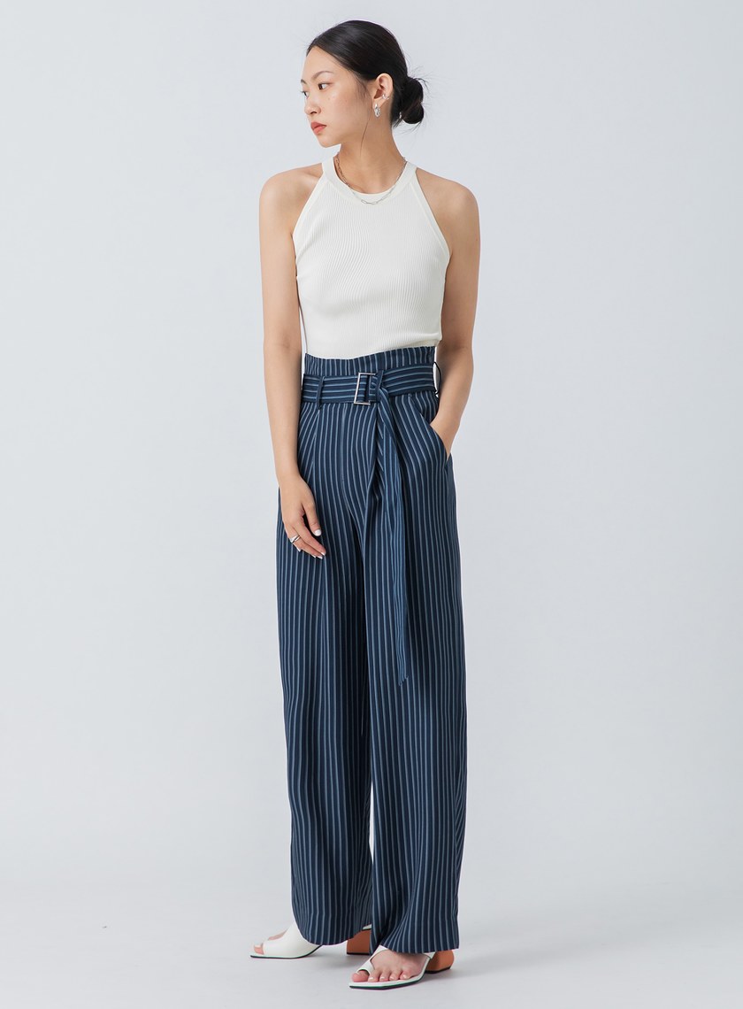條紋印花舒適寬褲