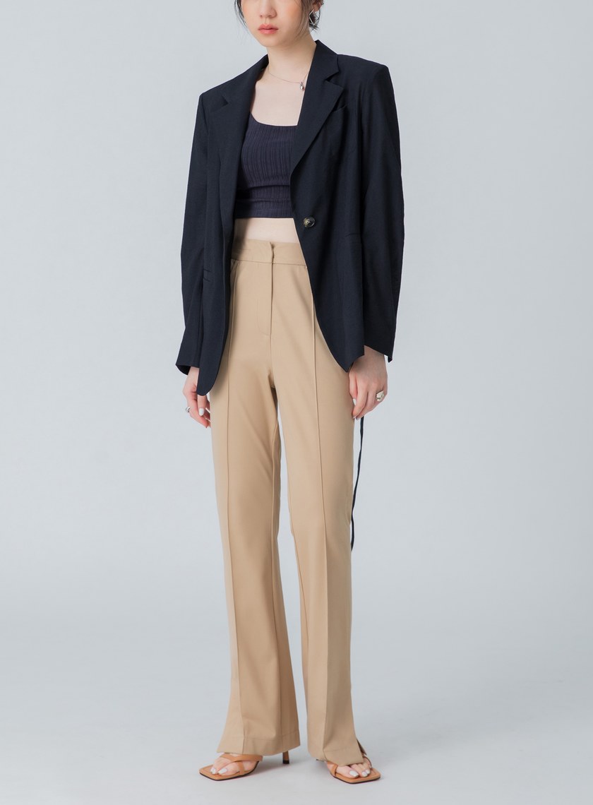 高彈舒適合身個性微喇叭褲