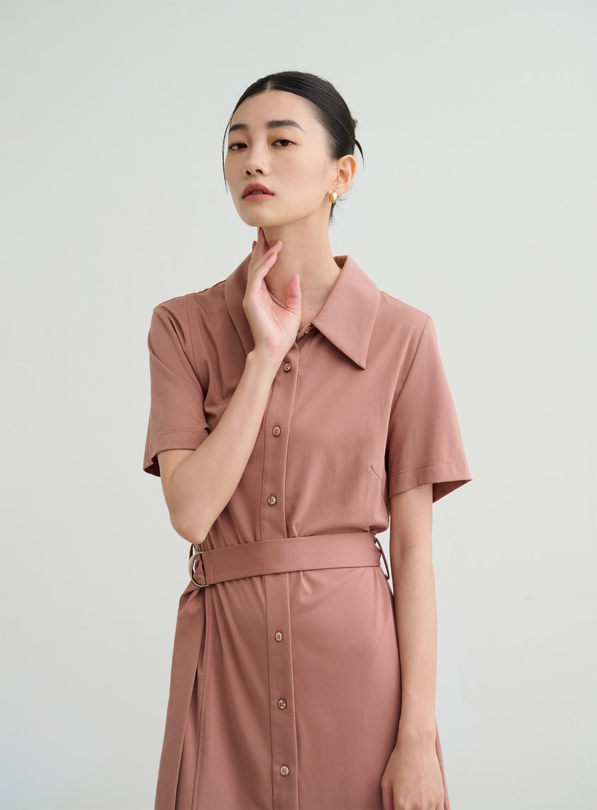 透氣短袖長版罩衫洋裝