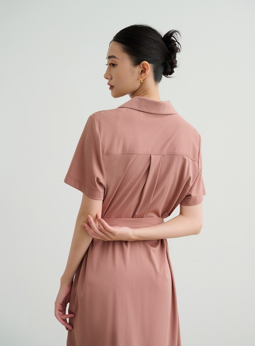 透氣短袖長版罩衫洋裝