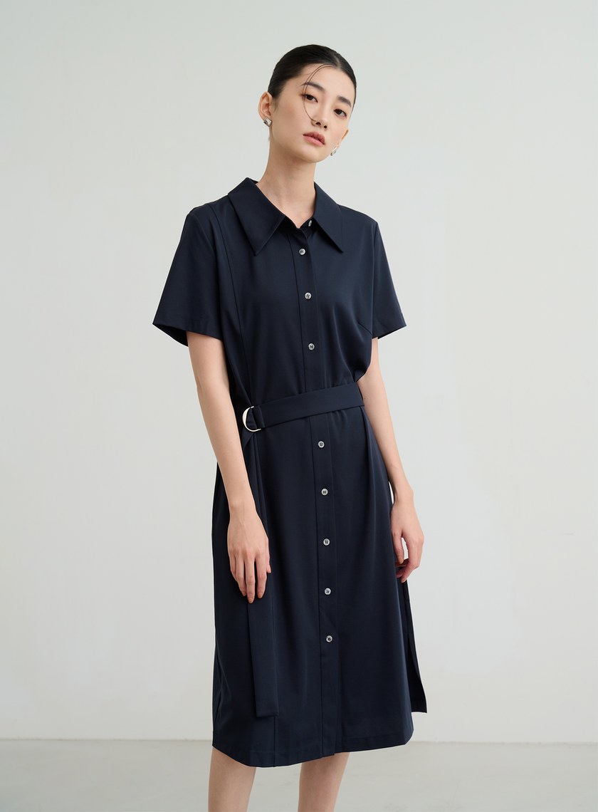 透氣短袖長版罩衫洋裝