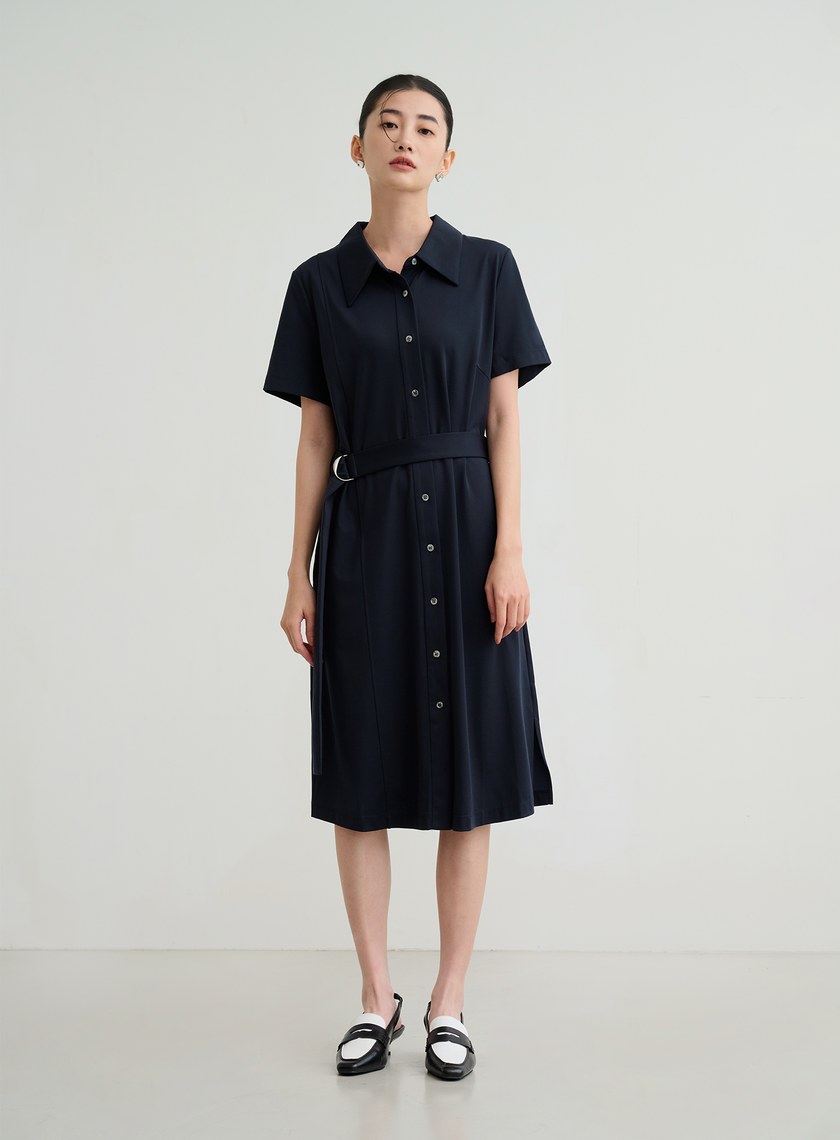 透氣短袖長版罩衫洋裝