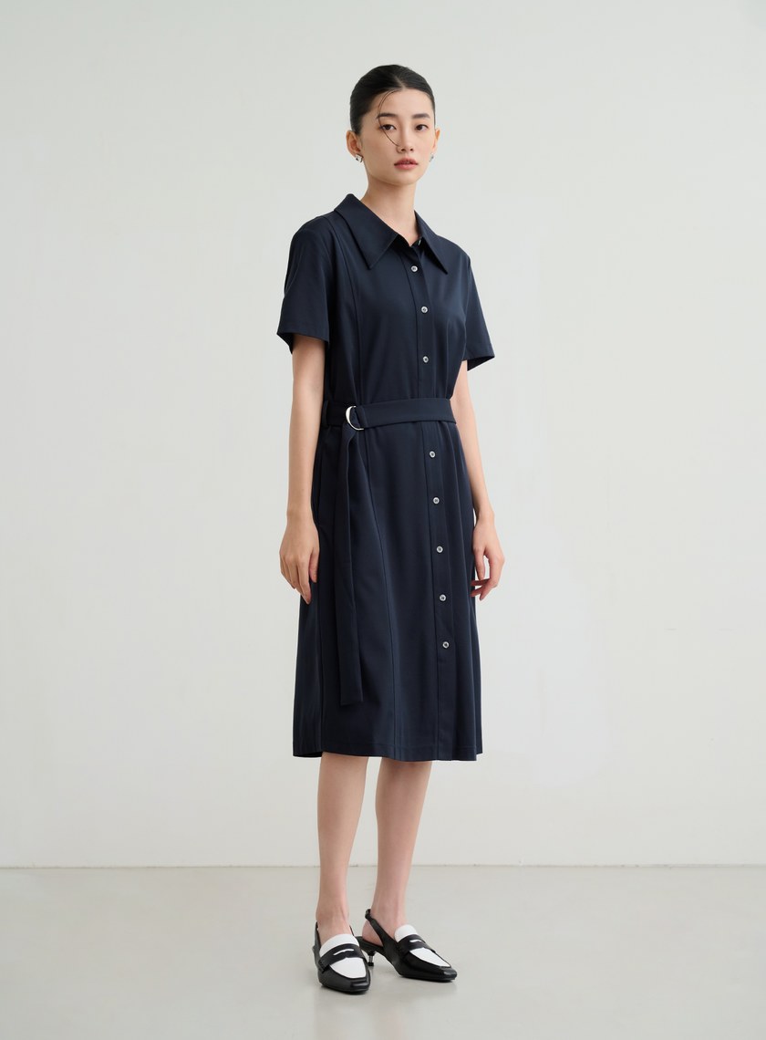 透氣短袖長版罩衫洋裝