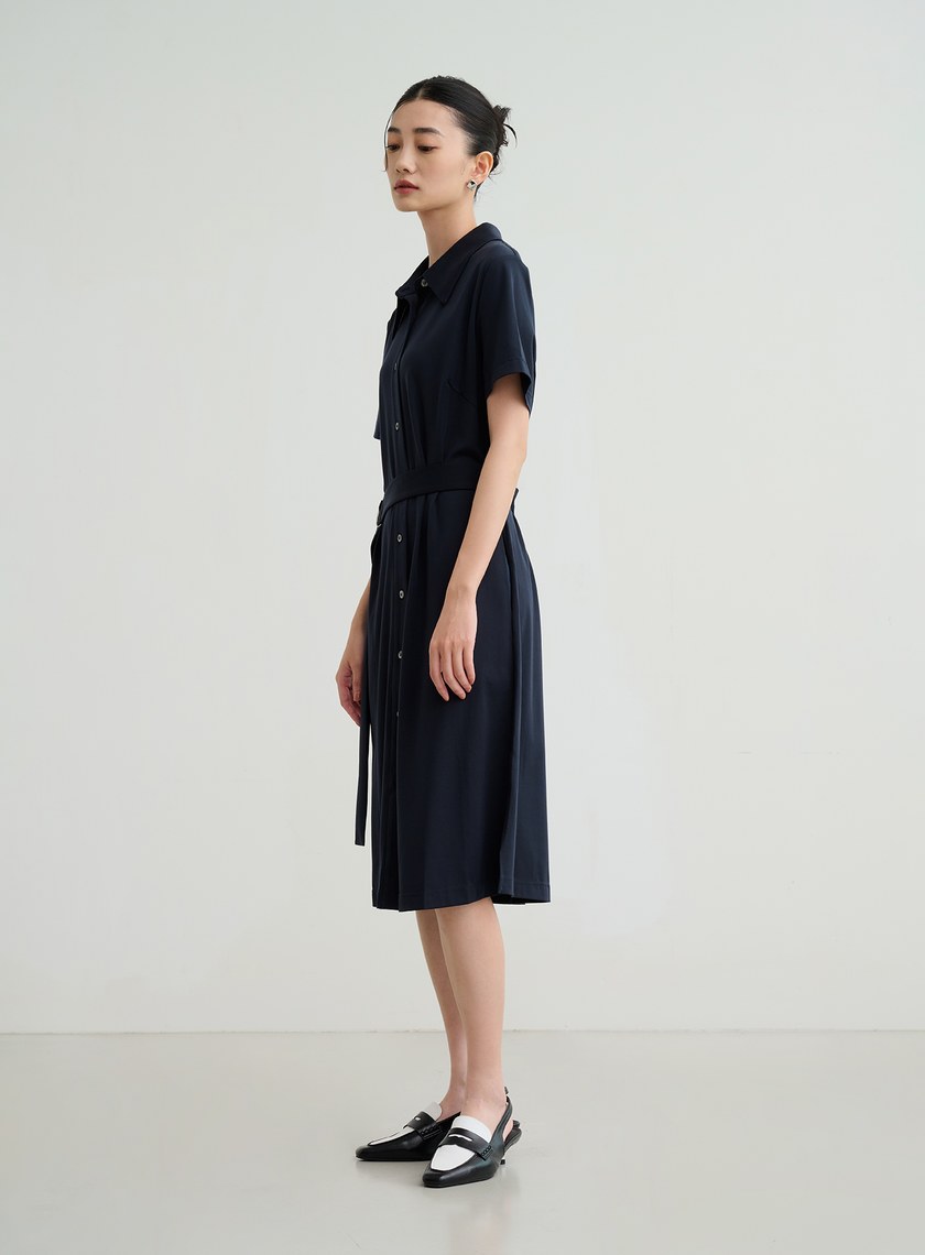 透氣短袖長版罩衫洋裝