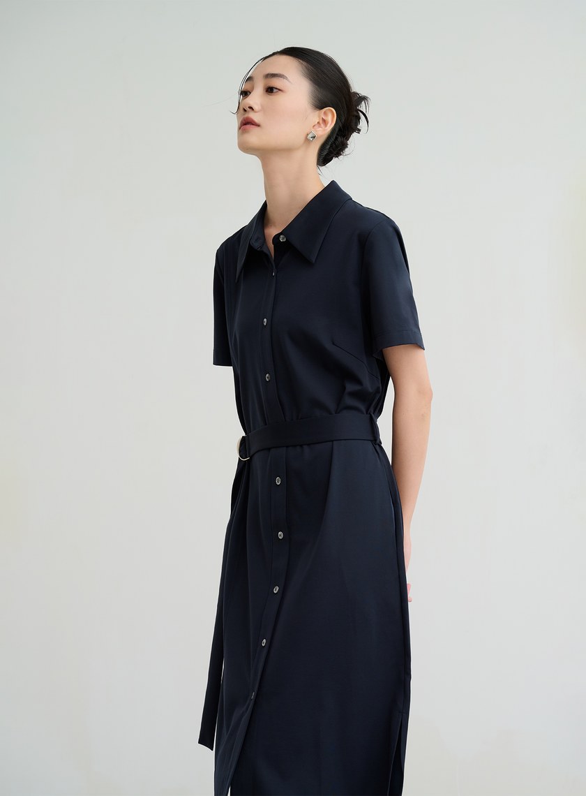 透氣短袖長版罩衫洋裝