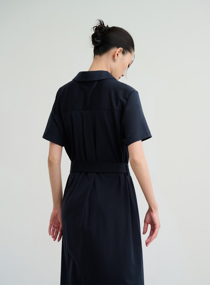 透氣短袖長版罩衫洋裝