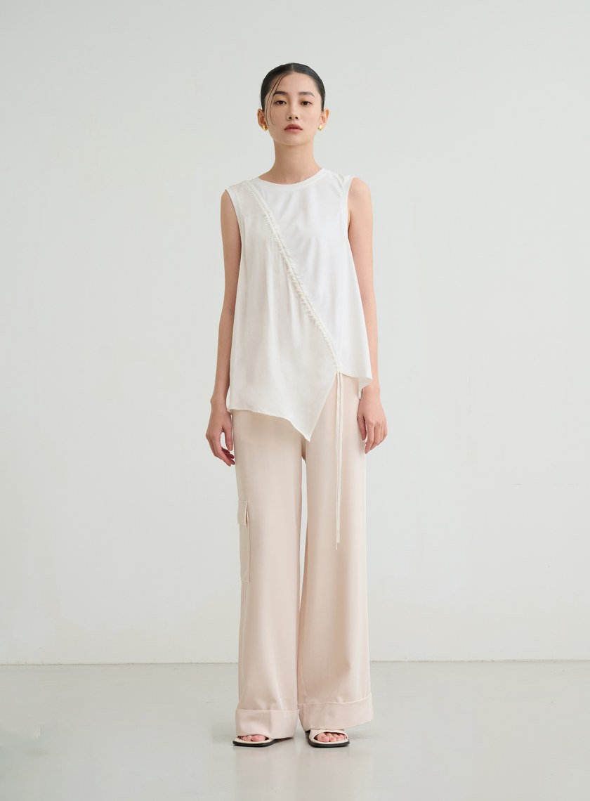 不對稱抽皺設計上衣