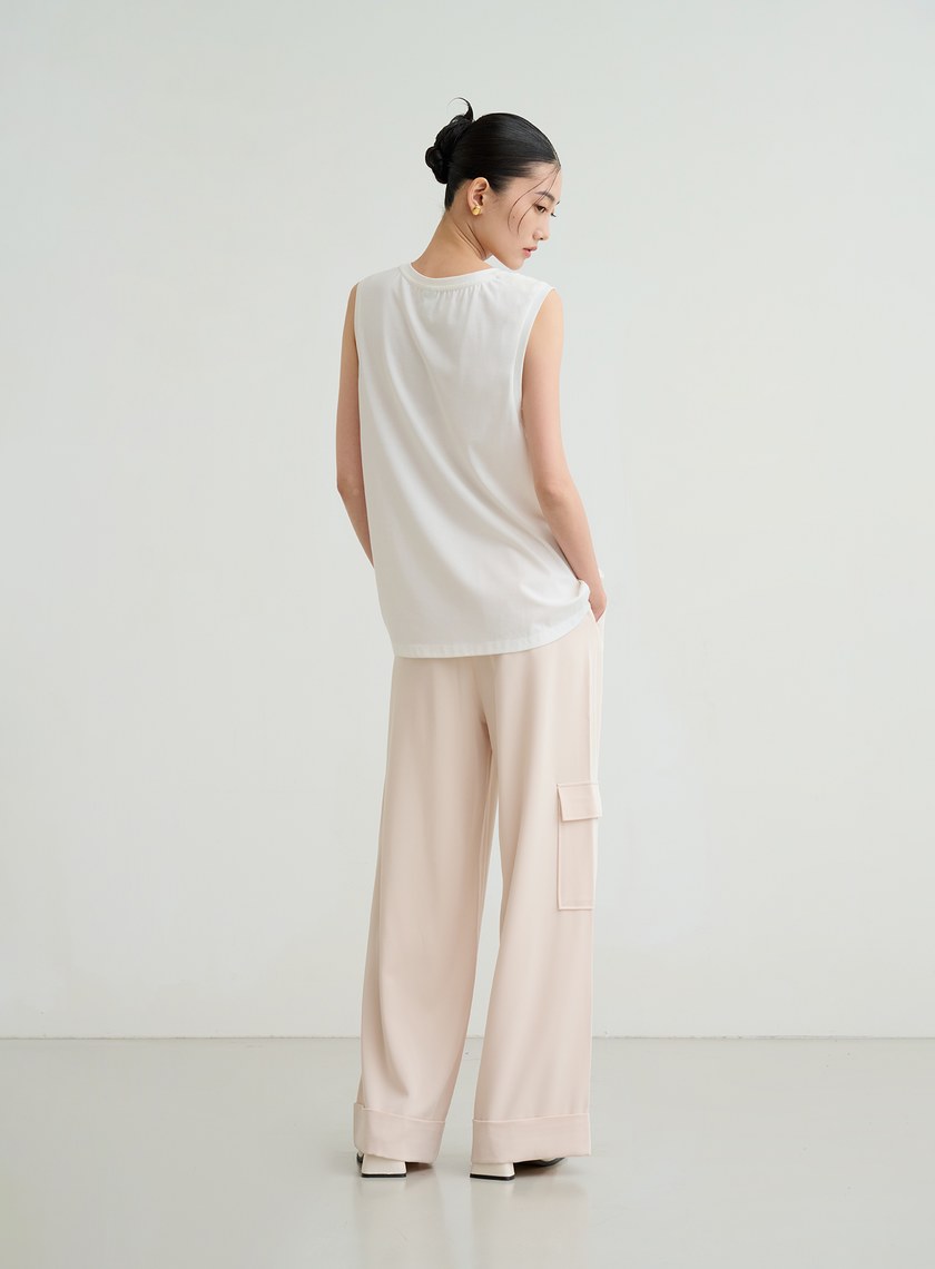 不對稱抽皺設計上衣