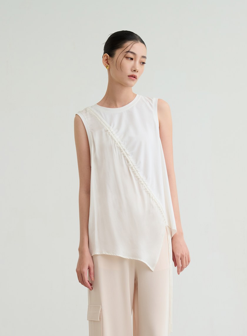 不對稱抽皺設計上衣