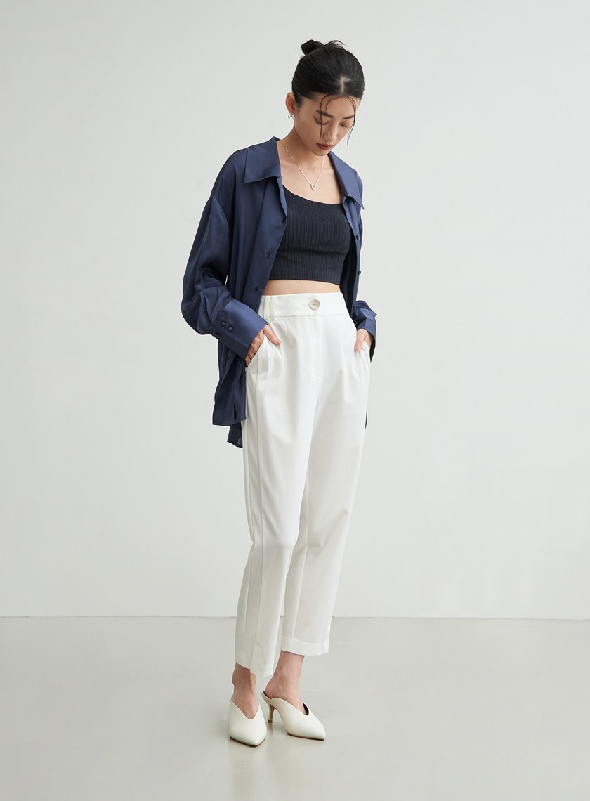 短版不對稱領坑條BRA TOP