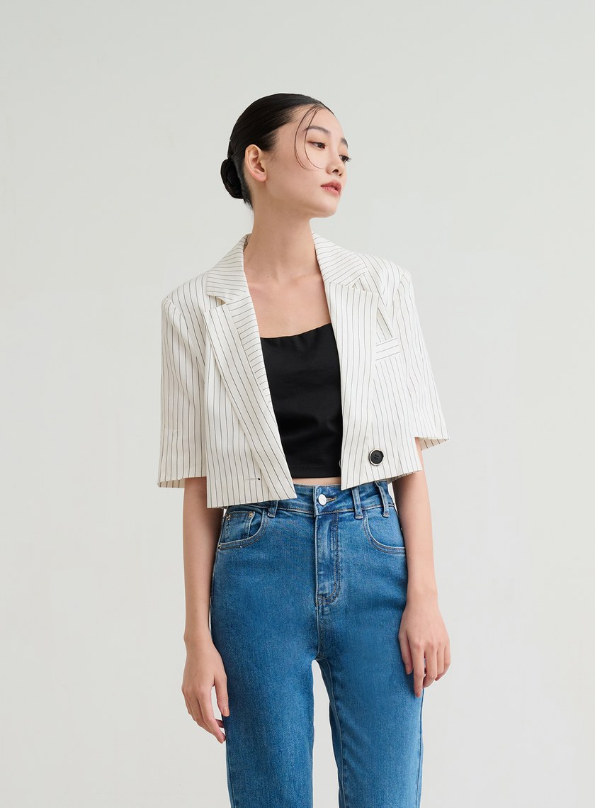 條紋短西外套