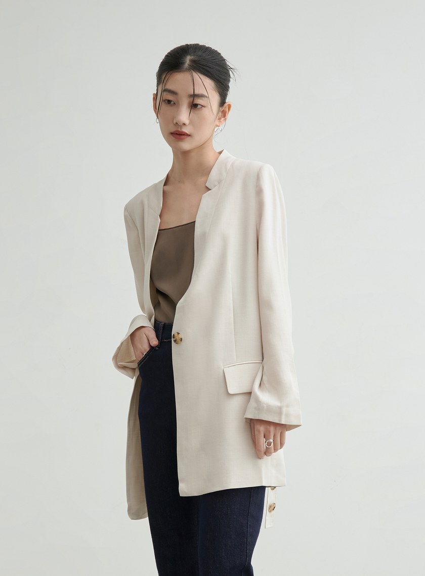 特殊領綁帶西裝外套