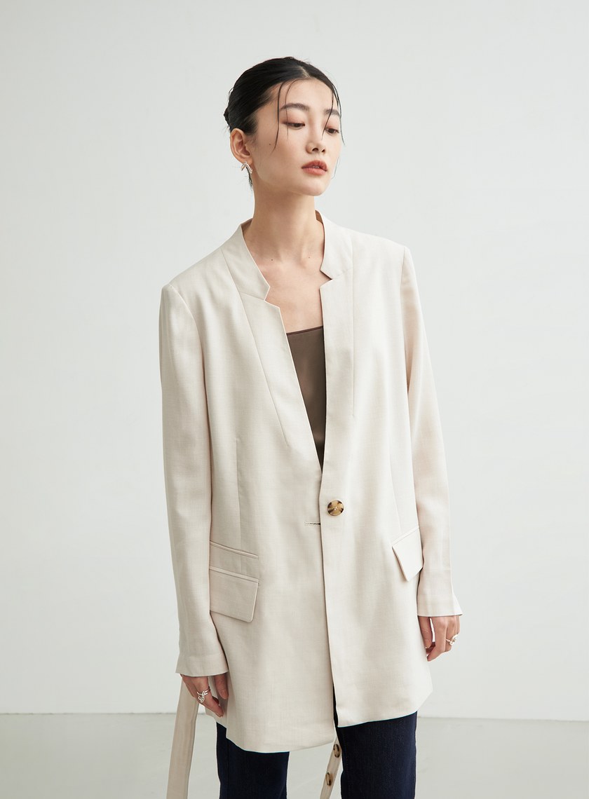 特殊領綁帶西裝外套