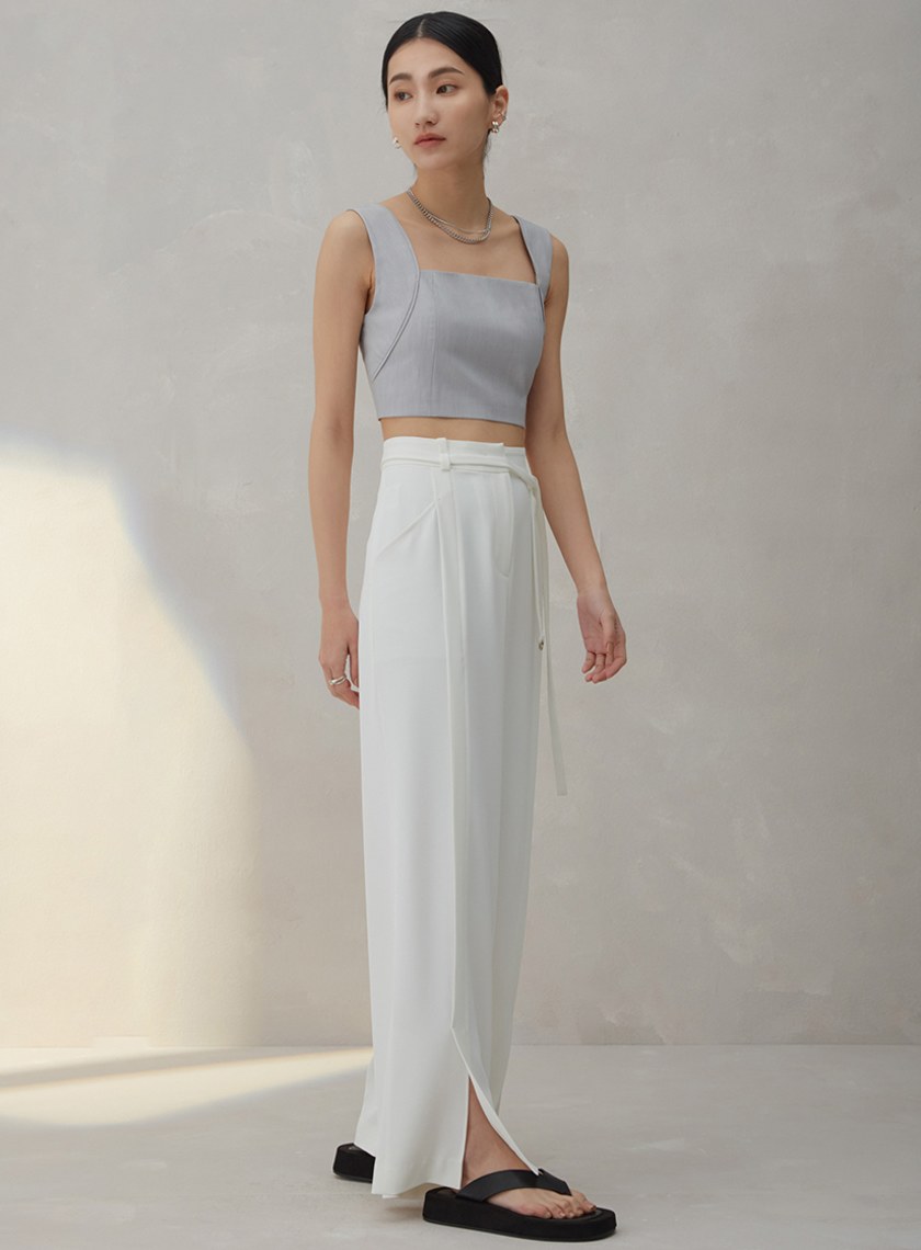 舒適寬鬆腰帶長褲