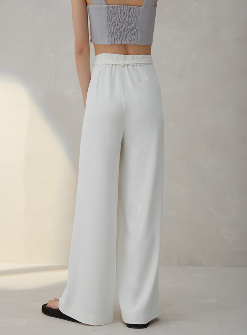 舒適寬鬆腰帶長褲