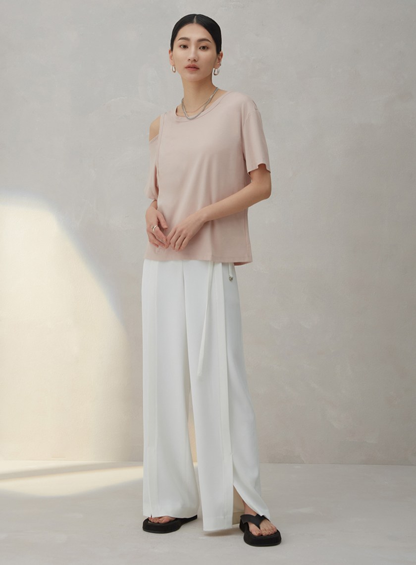 舒適寬鬆腰帶長褲