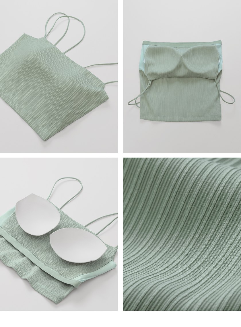 細肩帶坑條背心