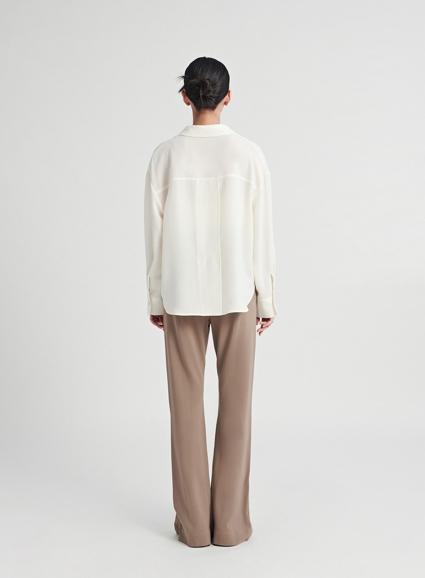 工裝風口袋紋理感雪紡襯衫