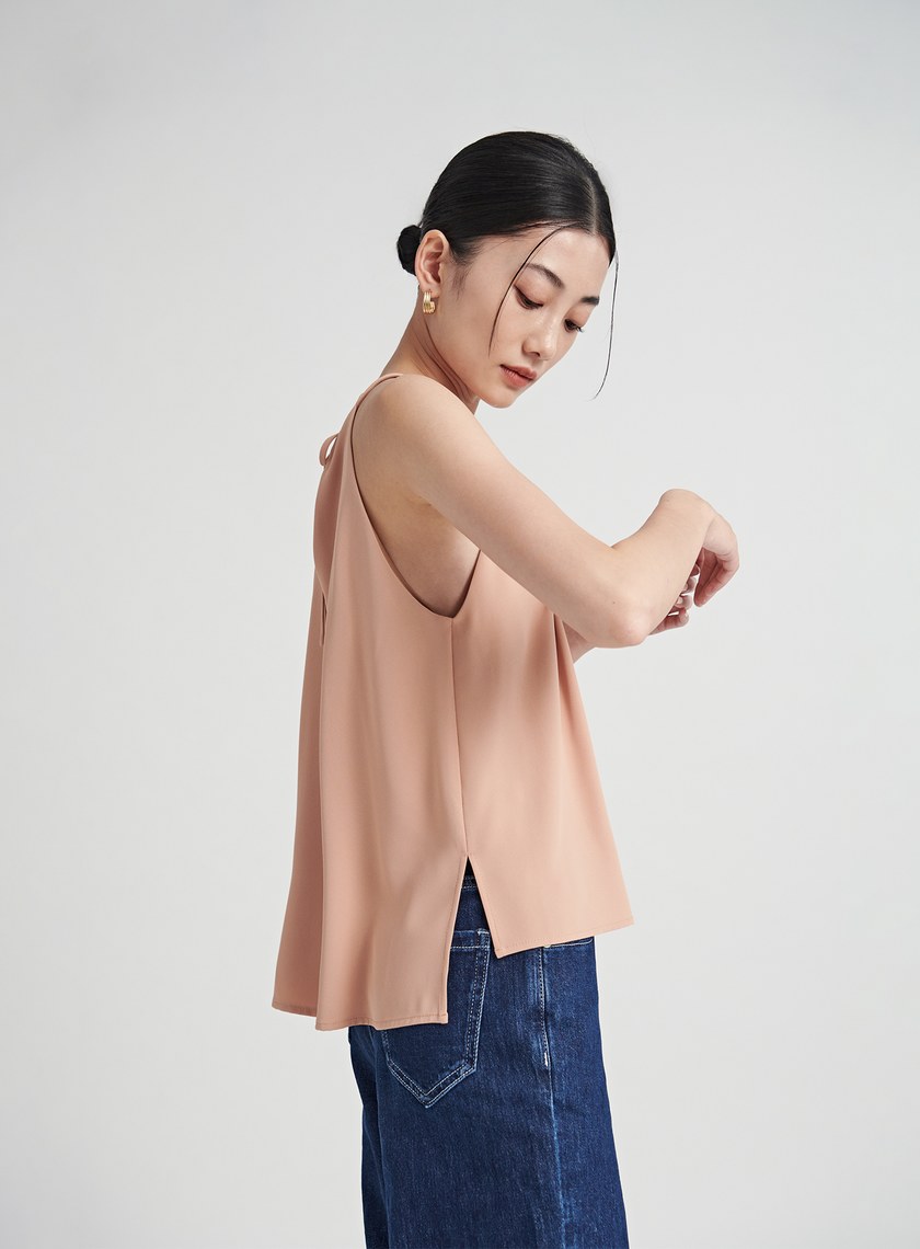 渡假飄逸壓褶削肩 BRA 上衣