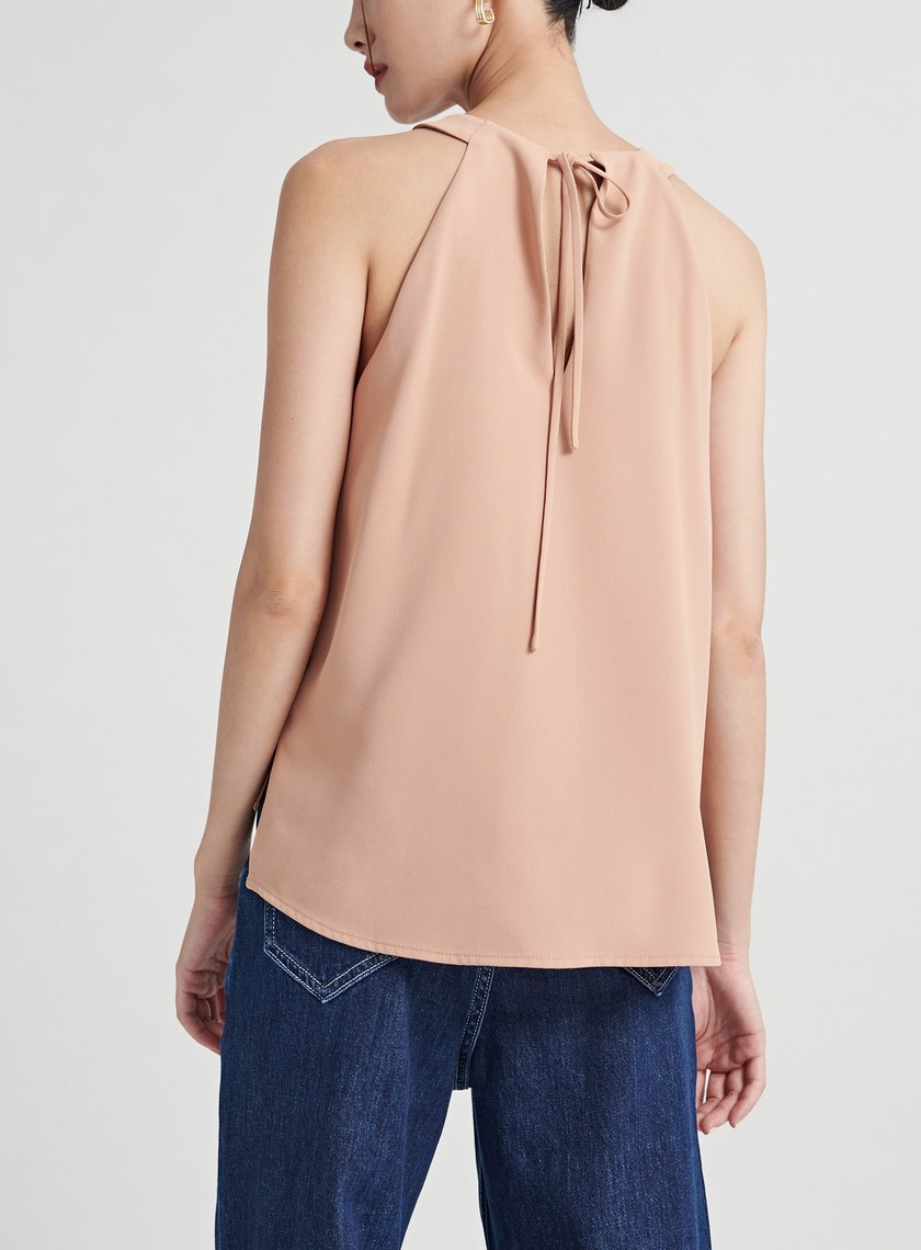 渡假飄逸壓褶削肩 BRA 上衣