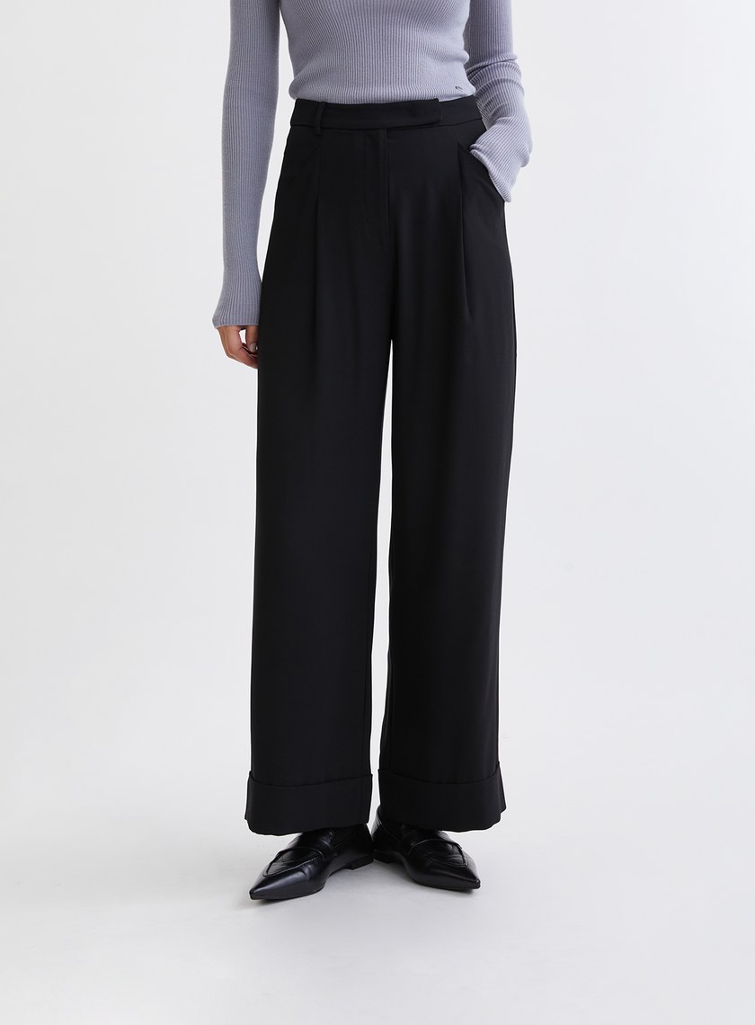 渡假反摺休閒西裝寬褲