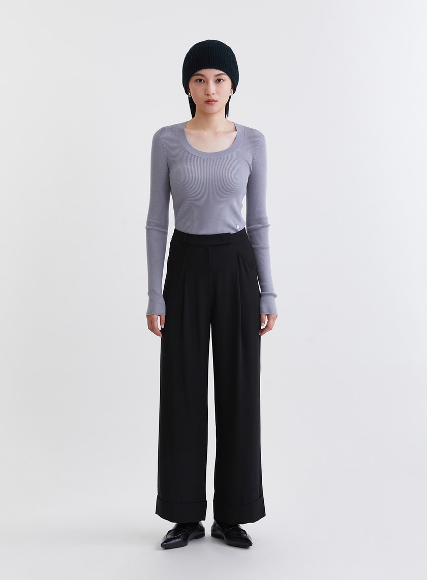 渡假反摺休閒西裝寬褲