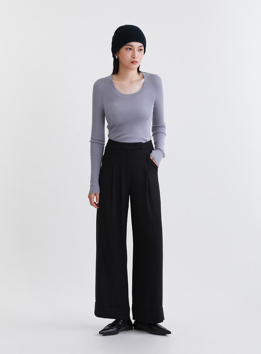 渡假反摺休閒西裝寬褲