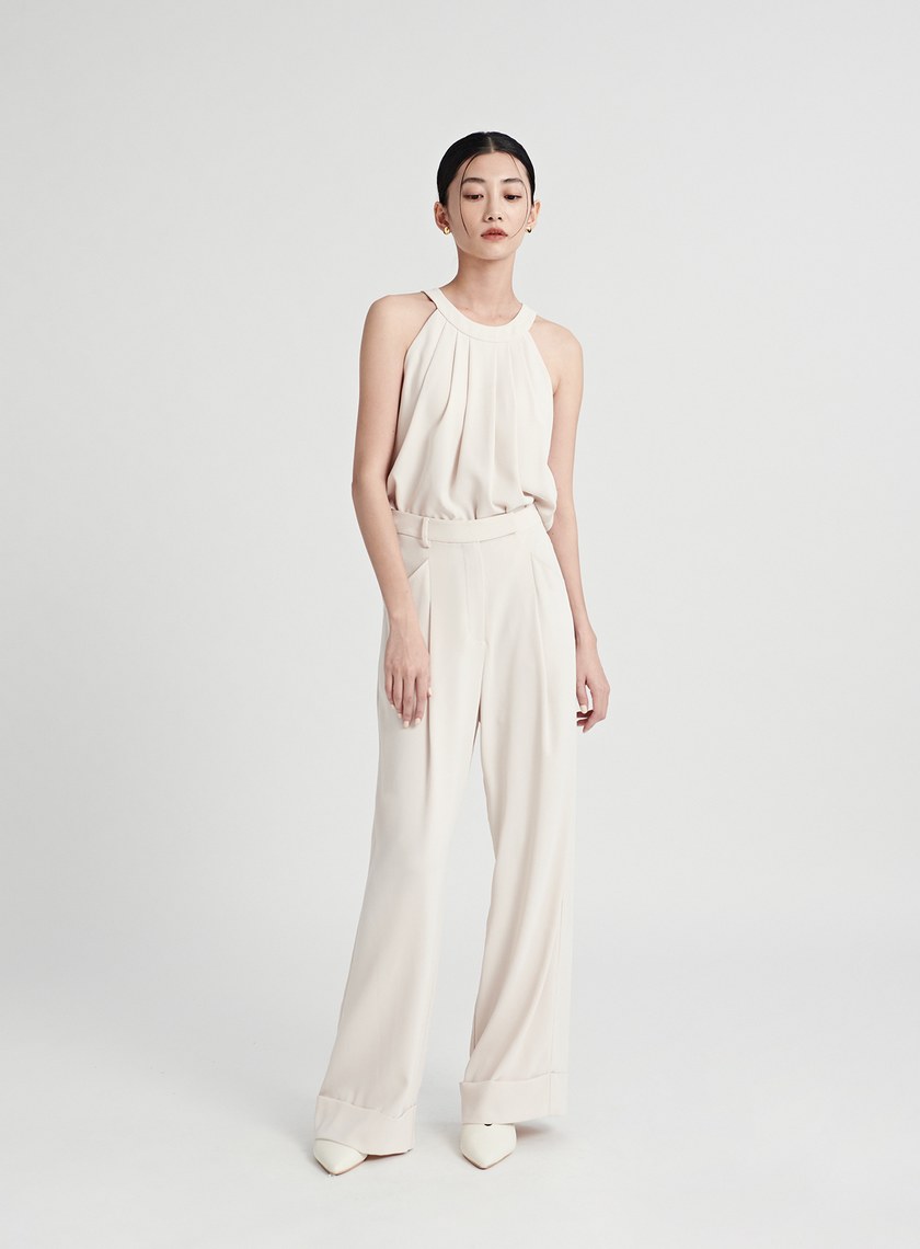 渡假反摺休閒西裝寬褲