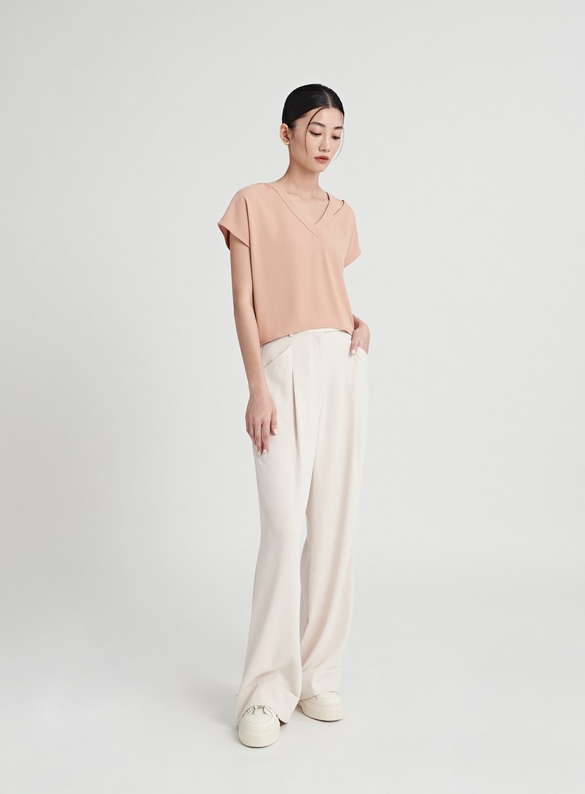 渡假反摺休閒西裝寬褲