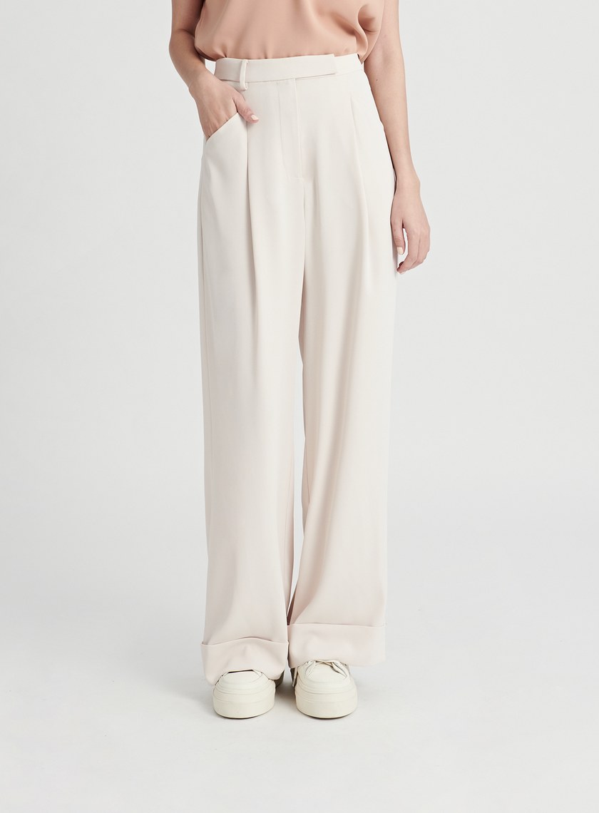 渡假反摺休閒西裝寬褲