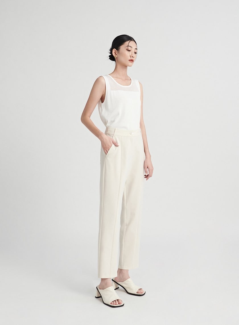 質感不對稱口袋九分西裝褲