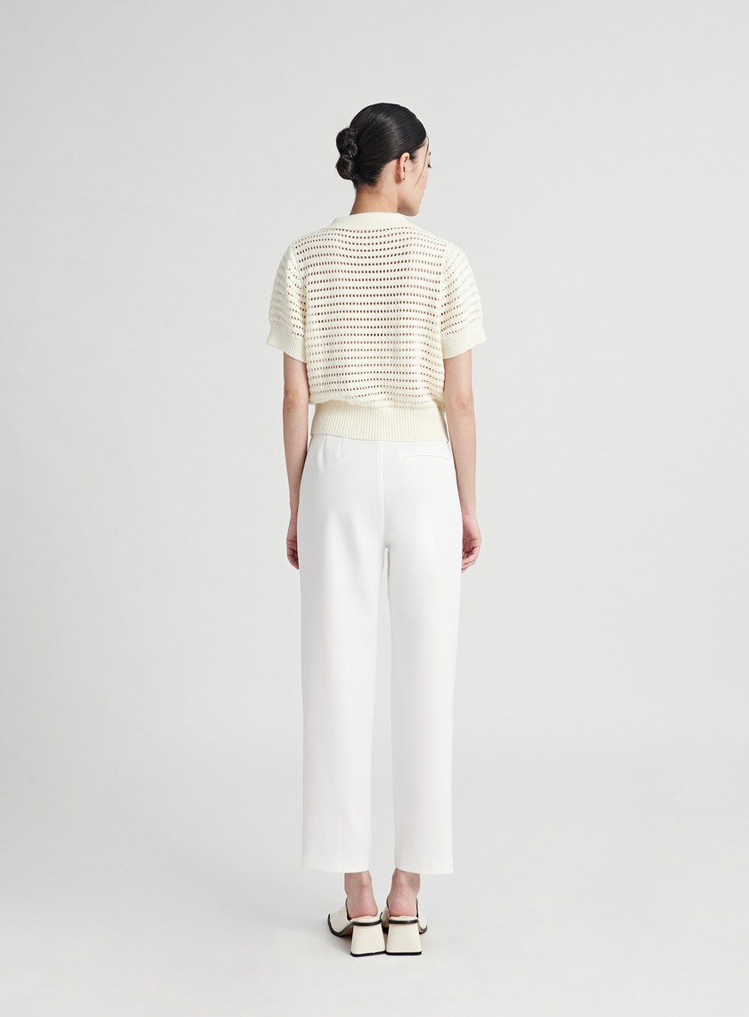 修身開衩直筒九分西裝褲