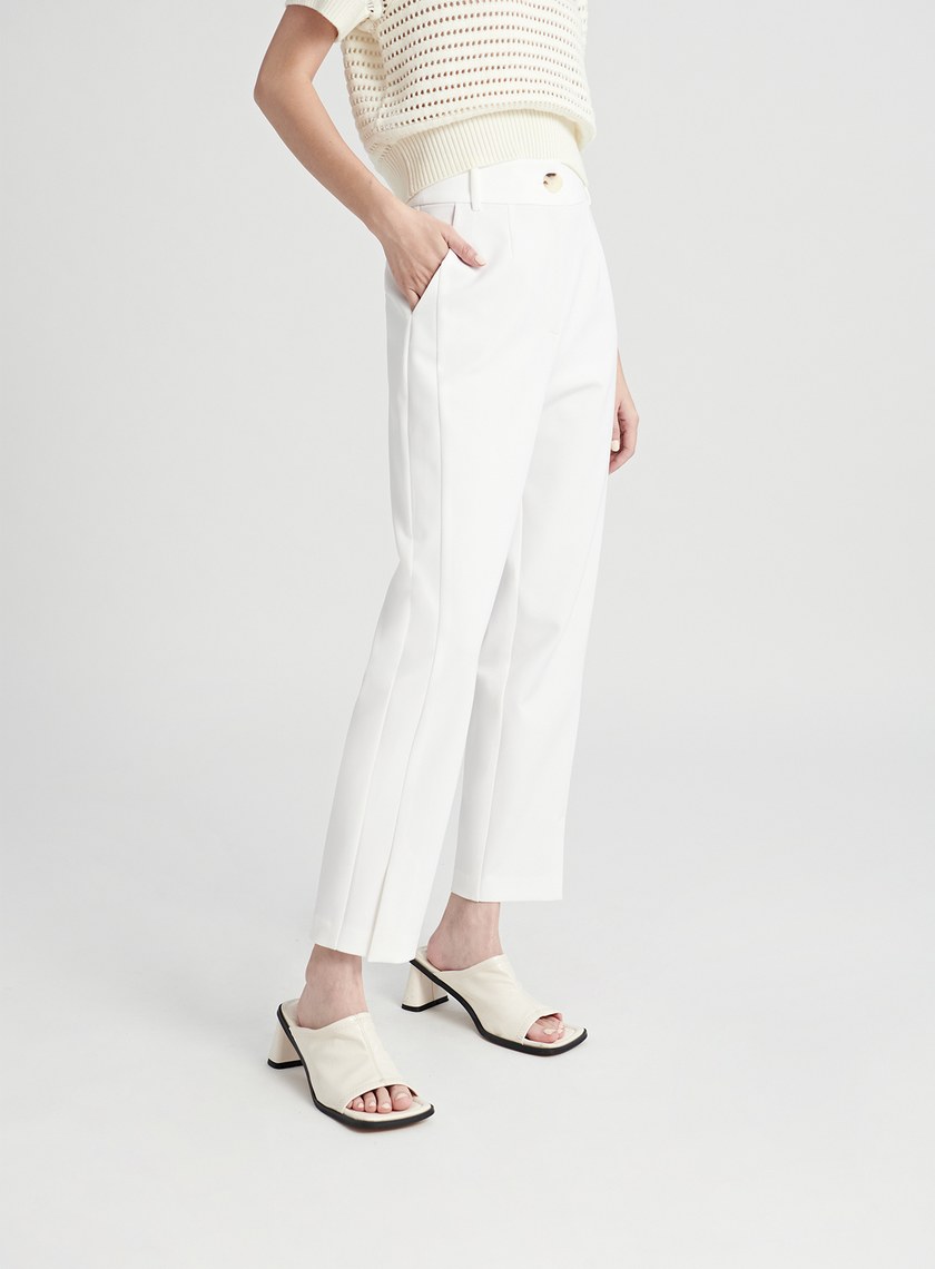 修身開衩直筒九分西裝褲