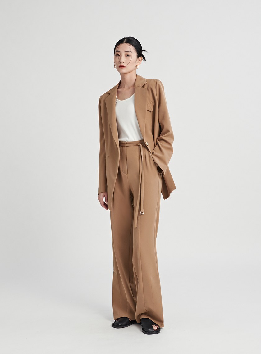 時髦D環垂墜感西裝褲