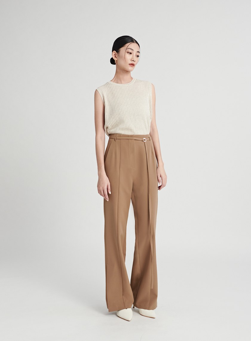 時髦D環垂墜感西裝褲