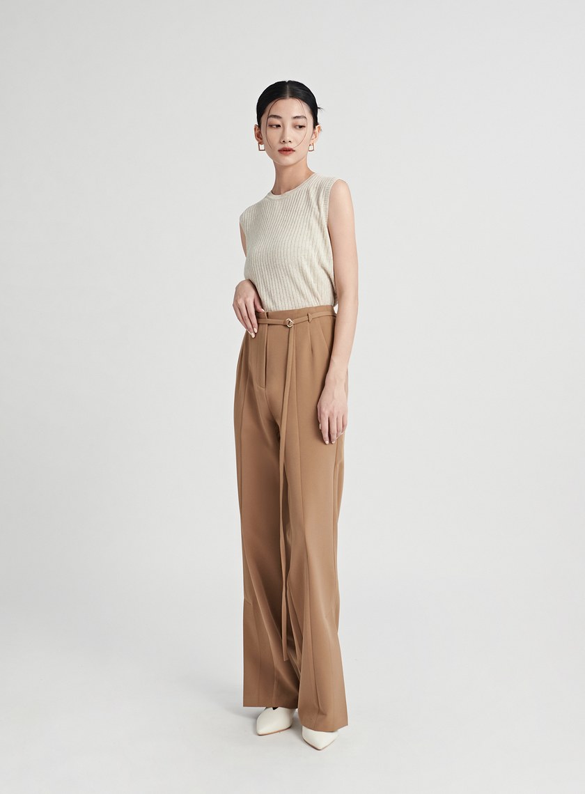 時髦D環垂墜感西裝褲