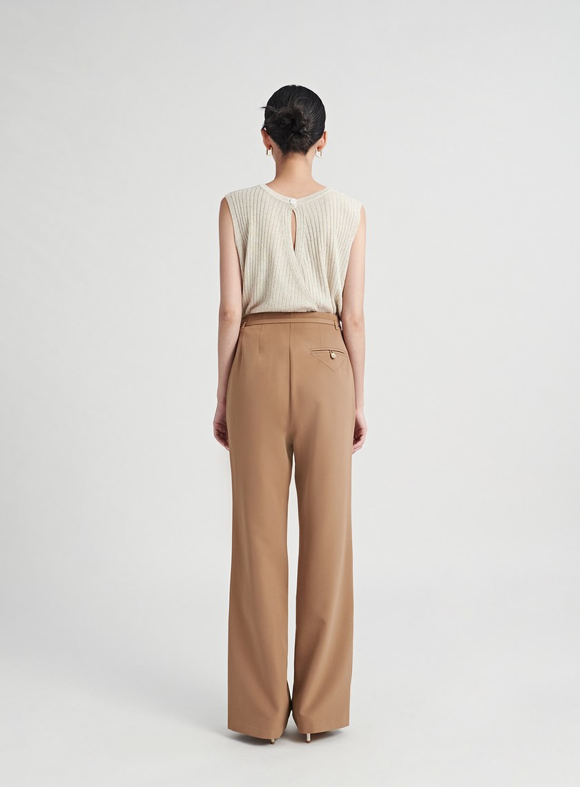 時髦D環垂墜感西裝褲