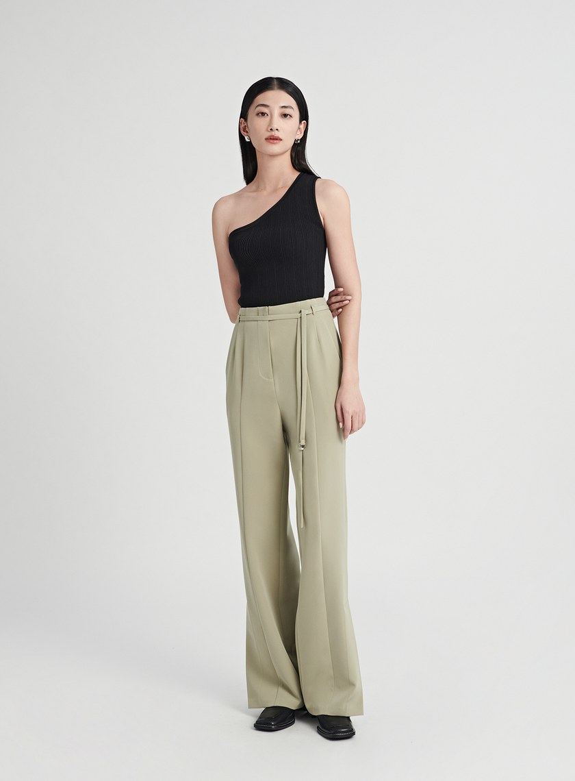 時髦D環垂墜感西裝褲