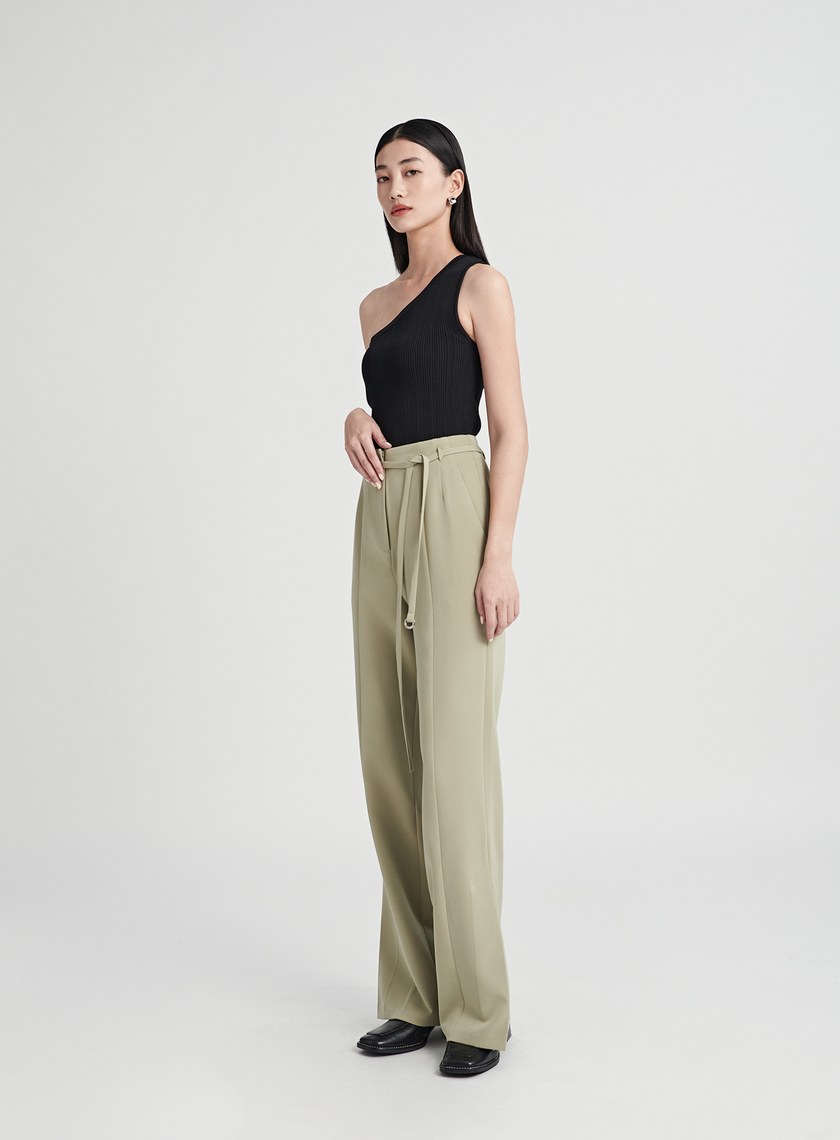 時髦D環垂墜感西裝褲