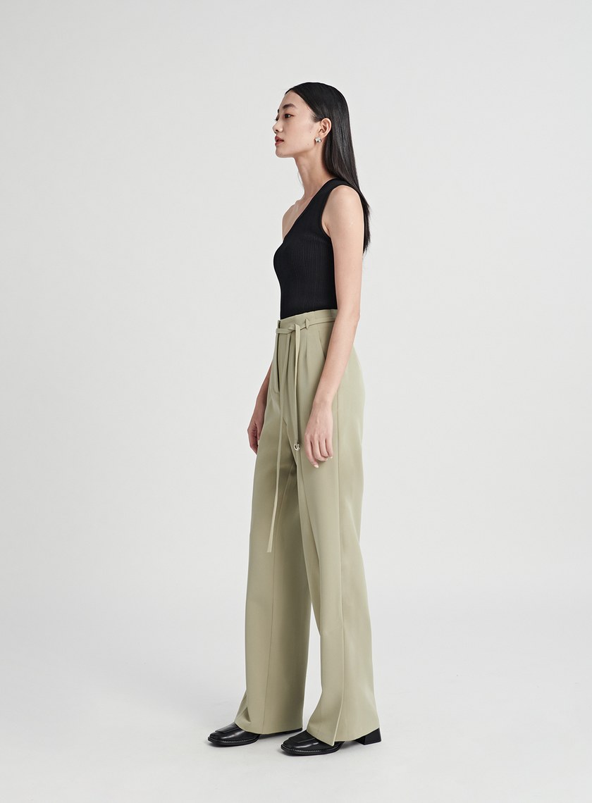 時髦D環垂墜感西裝褲