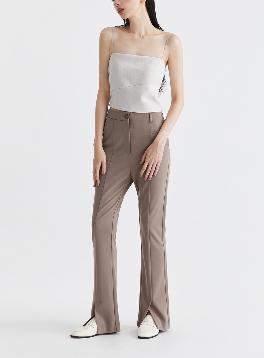 顯瘦微喇叭開衩美腿褲