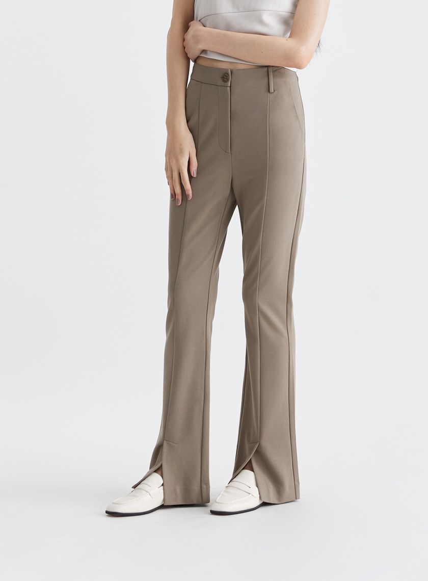 顯瘦微喇叭開衩美腿褲