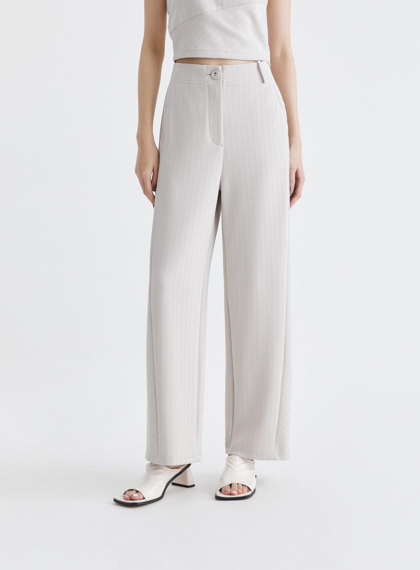 慵懶舒適細條紋針織西裝褲