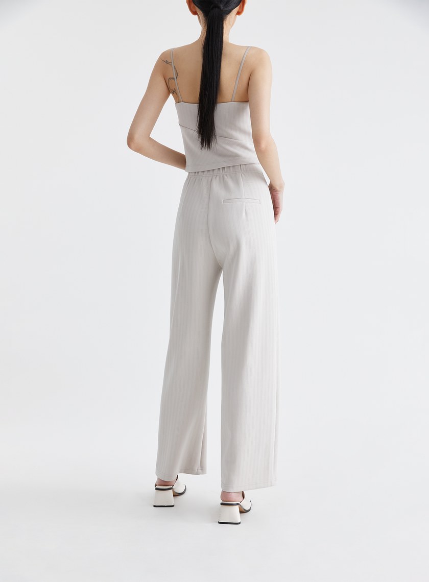 慵懶舒適細條紋針織西裝褲