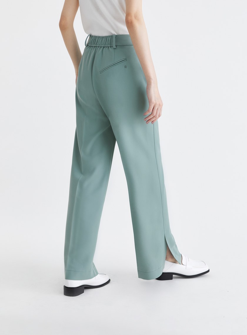 質感率性側開衩直筒西裝褲